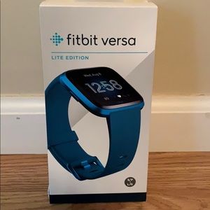 Blue Fitbit Versa Lite Edition NIB, paid $150